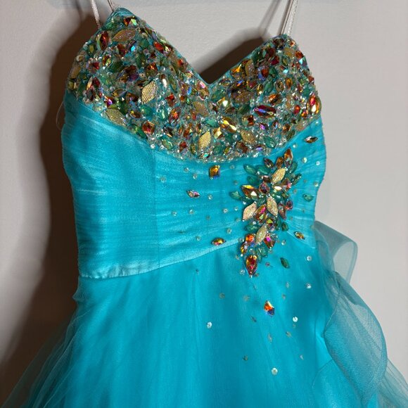 Mac Duggal Y2K Aqua formal ball gown 61405H - Picture 3 of 6